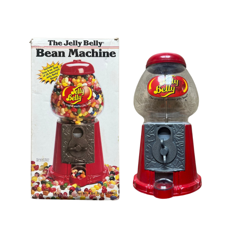 Vtg 90s Jelly Belly Bean Machine Dispenser Metal Coin Bank Retro Nostalgic Candy